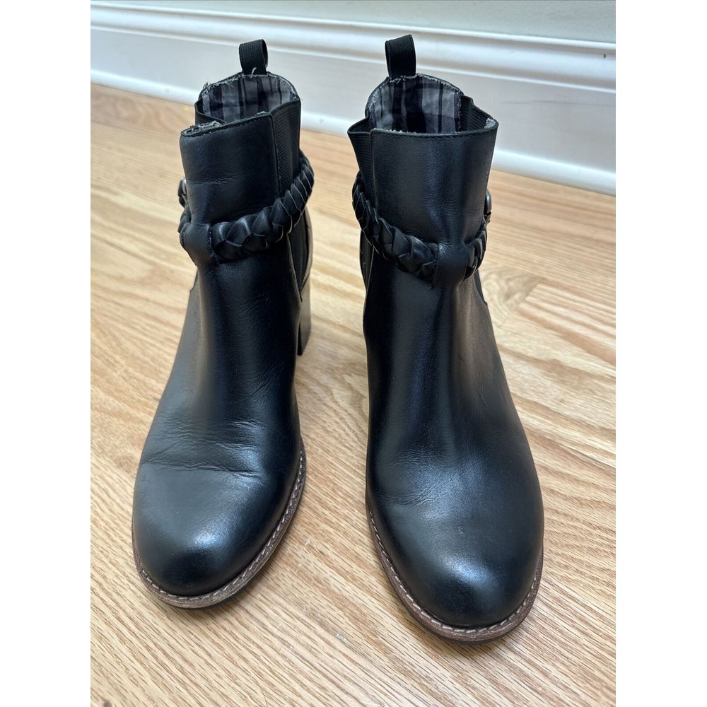 Sperry Liberty Chelsea Boots Leather Braided Strap Booties Black Size 8.5 M - Picture 2 of 15